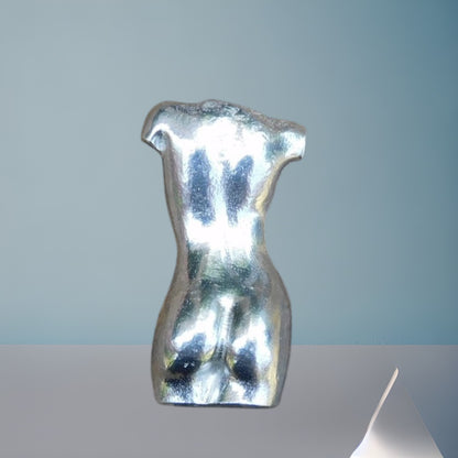 Female Torso Brooch (Rear View), Handcast Pewter, Polished Finish