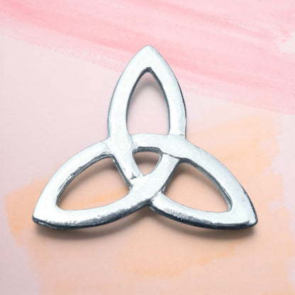 Triquetra Brooch (Trinity Knot), Handcast Pewter, Polished Finish