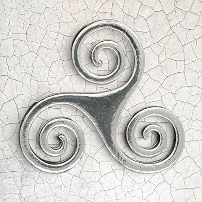 Triskele Brooch, Open, Handcast Pewter, Polished Finish