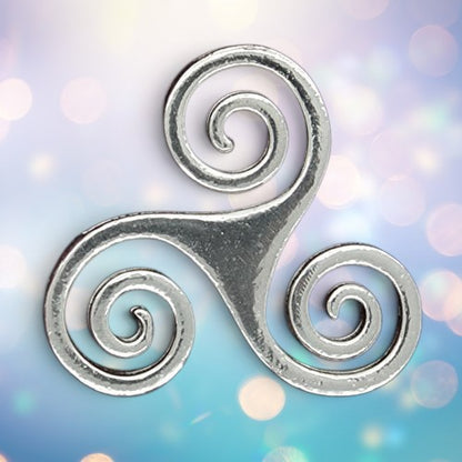 Triskele Brooch, Open, Handcast Pewter, Polished Finish