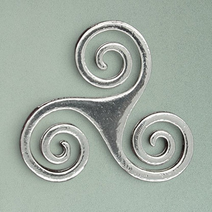 Triskele Brooch, Open, Handcast Pewter, Polished Finish