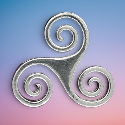 Triskele Brooch, Open, Handcast Pewter, Polished Finish