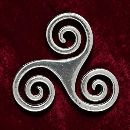 Triskele Brooch, Open, Handcast Pewter, Polished Finish