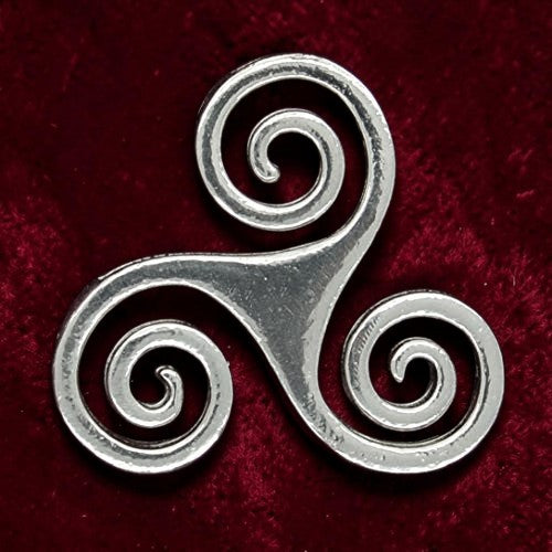 Triskele Brooch, Open, Handcast Pewter, Polished Finish