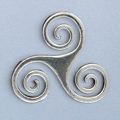 Triskele Brooch, Open, Handcast Pewter, Polished Finish