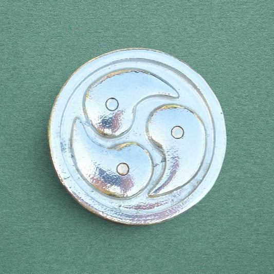 Triskelion Brooch (Round Design), Handcast Pewter, Polished Finish