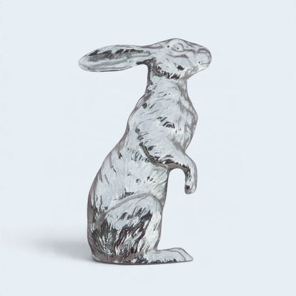 Hare Brooch (Tall Hare), Handcast Pewter, Polished Finish