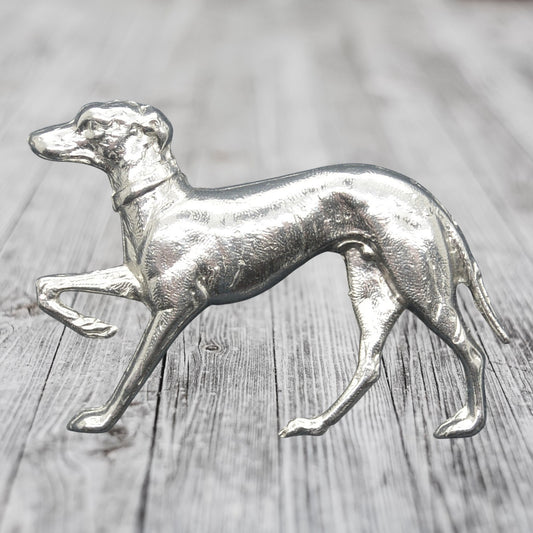 Greyhound Brooch (Large Vintage Design), Handcast Pewter Brooch, Polished Finish