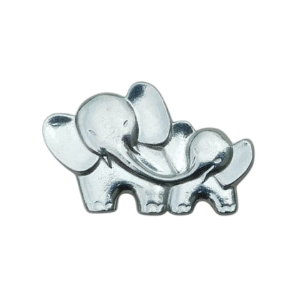 Elephant Brooch (Mother and Baby), Handcast Pewter, Polished Finish