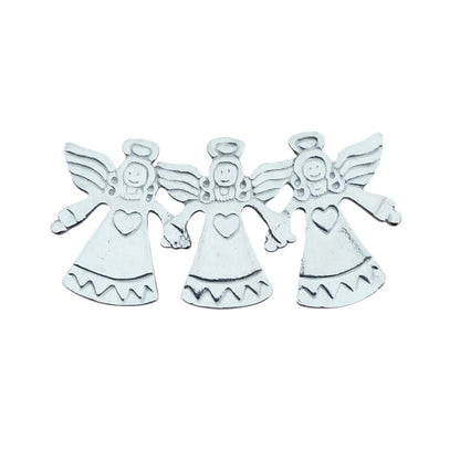 Angel Brooch (Three Angels), Handcast Pewter, Polished Finish