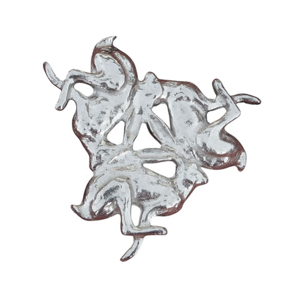 Three Hares Brooch (Anticlockwise), Handcast Pewter, Polished Finish