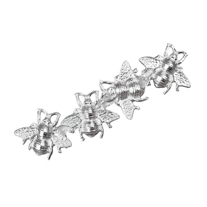 Bee Brooch (Four Bees Design), Handcast Pewter Brooch, Polished Finish