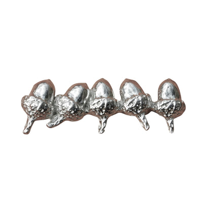 Acorn Brooch (Five Acorns Design), Handcast Pewter Brooch, Polished Finish
