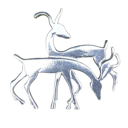 Antelope Brooch, Handcast Pewter, Polished Finish