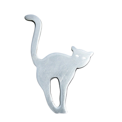Cat Brooch, (Stretching Design), Handcast Pewter, Polished Finish