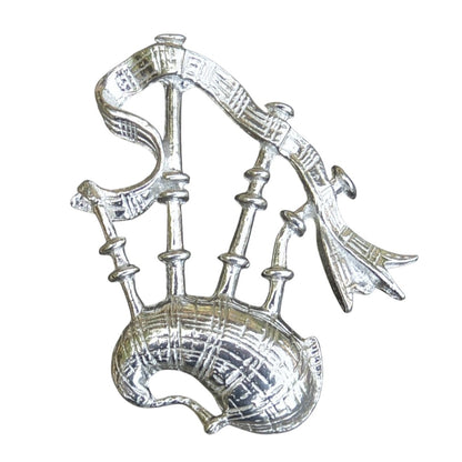 Bagpipes Brooch, Handcast Pewter, Polished Finish
