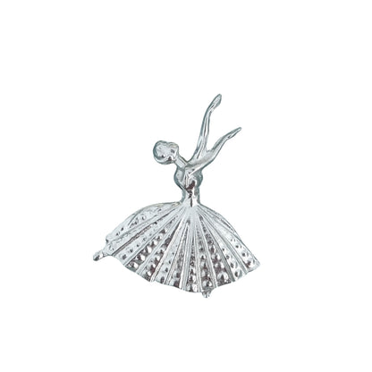 Ballerina Brooch, Handcast Pewter, Polished Finish
