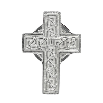 Celtic Cross Brooch (Larger), Handcast Pewter, Polished Finish