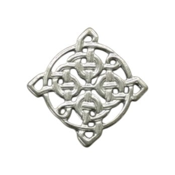 Square Celtic Knot Brooch, Handcast Pewter, Polished Finish