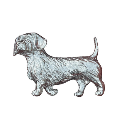 Dachshund Brooch (Wire-Haired), Handcast Pewter, Polished Finish