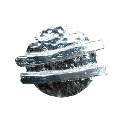 Textured Disc Brooch, Handcast Pewter, Polished Finish