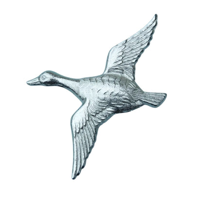 Flying Duck Brooch, Handcast Pewter Brooch, Polished Finish