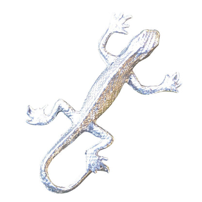 Lizard Brooch (Slim Design), Handcast Pewter, Polished Finish