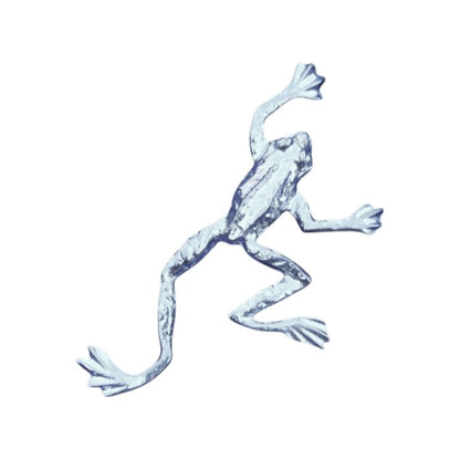 Frog Brooch (Climbing Frog), Handcast Pewter Brooch, Polished Finish