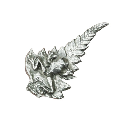 Frog on Leaf Brooch, Handcast Pewter Brooch, Polished Finish