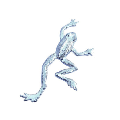 Frog Brooch (Climbing Frog Smaller), Handcast Pewter Brooch, Polished Finish