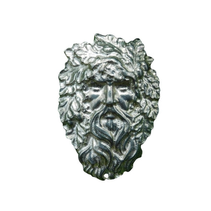 Green Man Brooch, Handcast Pewter Brooch, Polished Finish