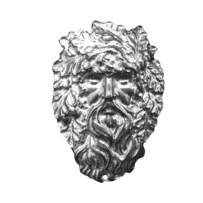 Green Man Brooch, Handcast Pewter Brooch, Polished Finish