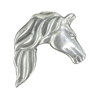 Horse Head Brooch, Handcast Pewter, Polished Finish
