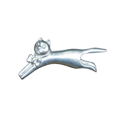 Cat Brooch, (Leaping Design), Handcast Pewter, Polished Finish