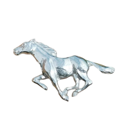Galloping Horse Brooch, Handcast Pewter, Polished Finish