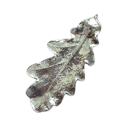 Oak Leaf Brooch (Real Leaf Cast, 6cm), Handcast Pewter, Polished Finish