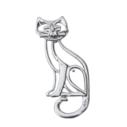 Cat Brooch, (Open Design), Handcast Pewter, Polished Finish