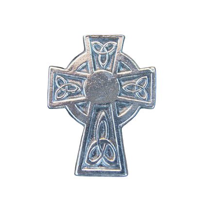 Celtic Cross Brooch (Trinity Knot, Large), Handcast Pewter, Polished Finish