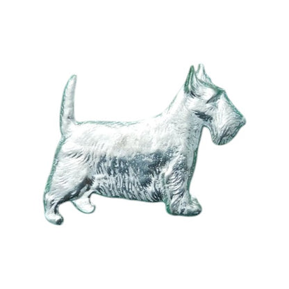 Scottish Terrier Brooch, Handcast Pewter, Polished Finish