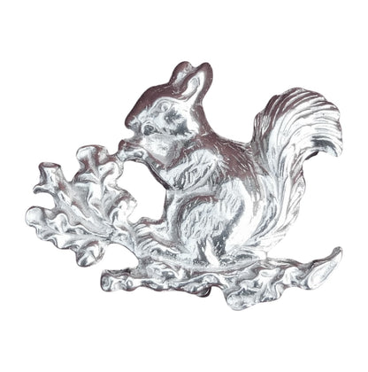 Squirrel Brooch, Handcast Pewter, Polished Finish