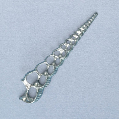 Spiral Shell Brooch, Handcast Pewter, Polished Finish