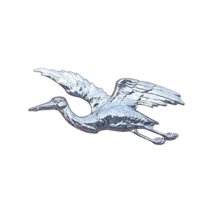 Stork Brooch, Handcast Pewter, Polished Finish