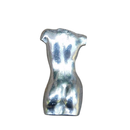 Female Torso Brooch (Rear View), Handcast Pewter, Polished Finish