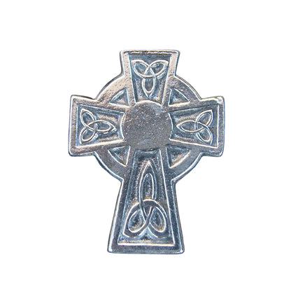 Celtic Cross Brooch (Larger Trinity Cross), Handcast Pewter, Polished Finish