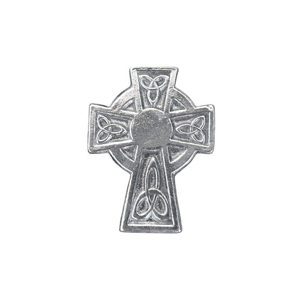 Celtic Cross Brooch (Smaller Trinity Cross), Handcast Pewter, Polished Finish
