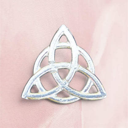 Trinity Knot Brooch (Triquetra), Handcast Pewter, Polished Finish