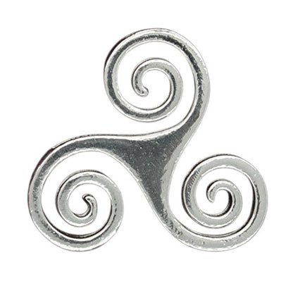 Triskele Brooch, Open, Handcast Pewter, Polished Finish