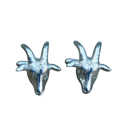 Goat Cufflinks (Larger Design), Handcast Pewter Cufflinks, Polished Finish