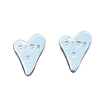 Papa Heart Cufflinks (Large Design), Handcast Pewter Cufflinks, Polished Finish