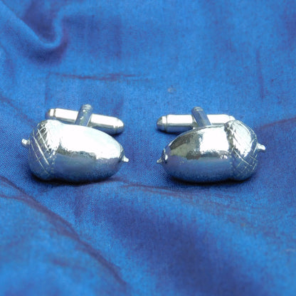 Acorn Cufflinks, Handcast Pewter Cufflinks, Polished Finish